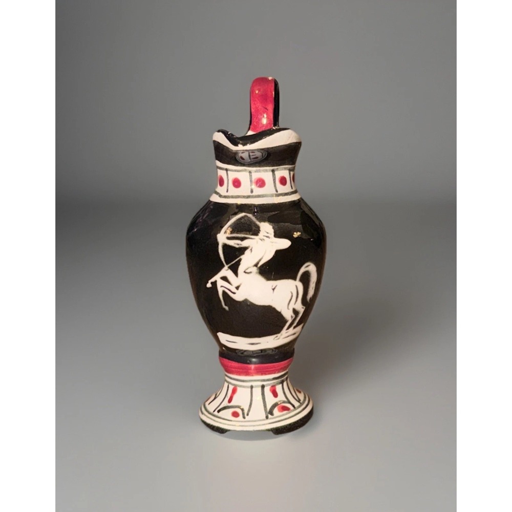 Vtg 1971 Garnier Horse Black Pitcher Decanter EMPTY‎ Creme De Menth Bottle 1.5oz